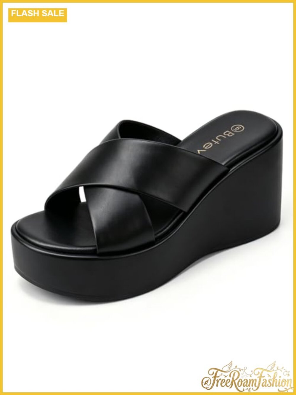 Wedge Platform Sandals Crisscross Band Open Toe Slip On Women's Summer Shoes